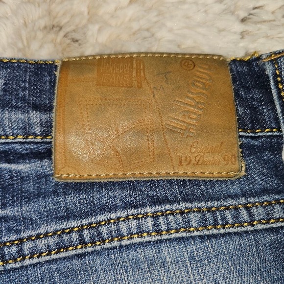 Haksever Medium Wash Boot Cut Mid Rise Jeans Hemmed 34x34 hemmed to 31 - Picture 8 of 15